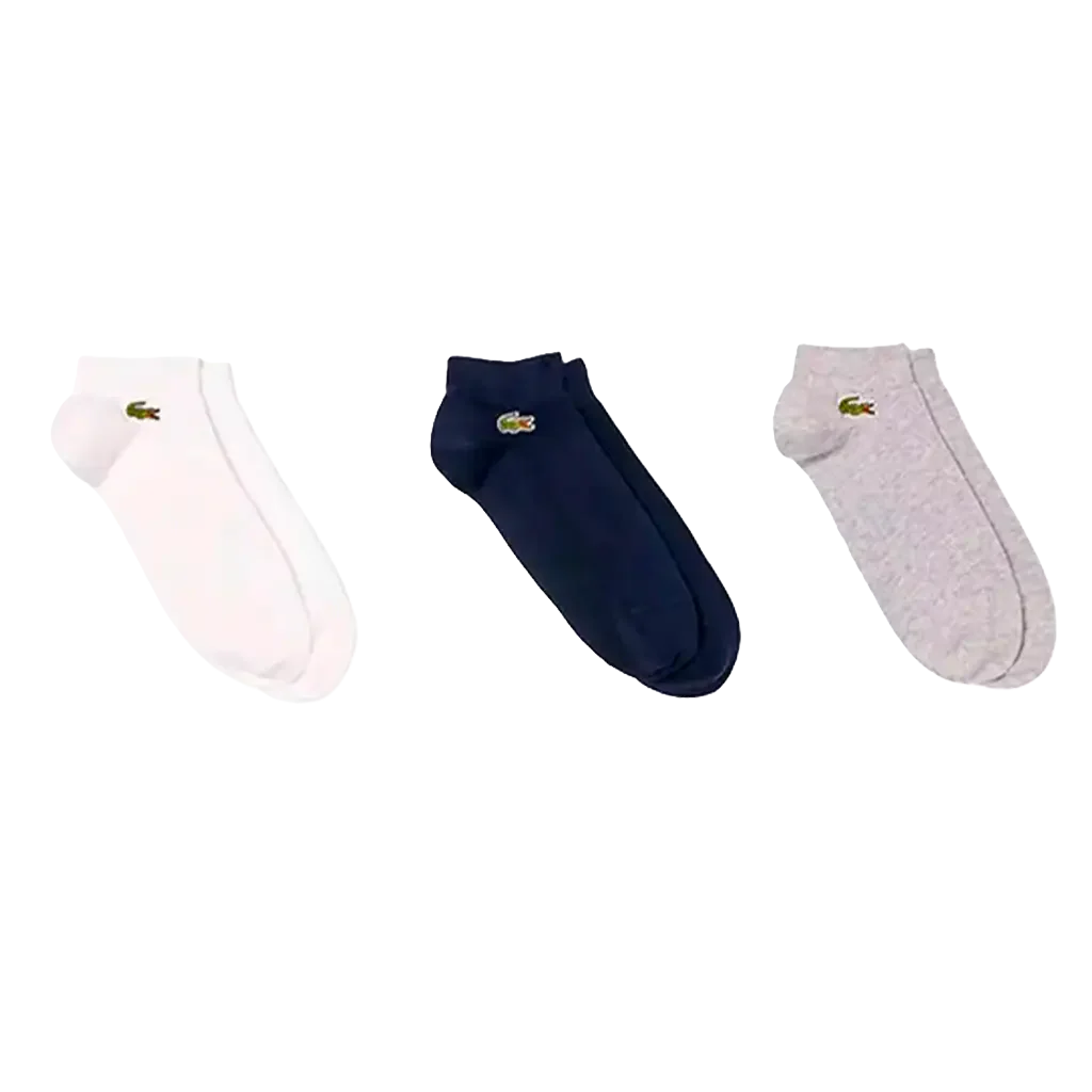Calcetines Lacoste Cortos Azul/Gris/Blanco (Pack x3)