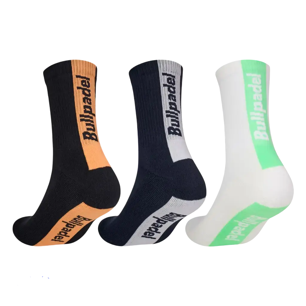 Calcetines Largos Bullpadel BP265 Negro/Blanco/Azul Marino 2026 (Pack x3)