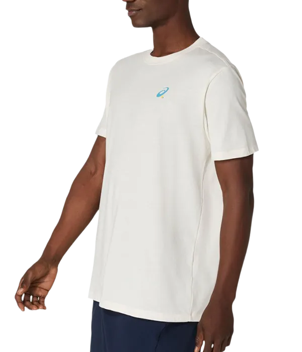 Camiseta Asics Court Graphic Cream Logo Azul 2025 - Image 2