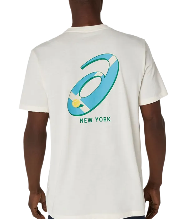Camiseta Asics Court Graphic Cream Logo Azul 2025 - Image 3