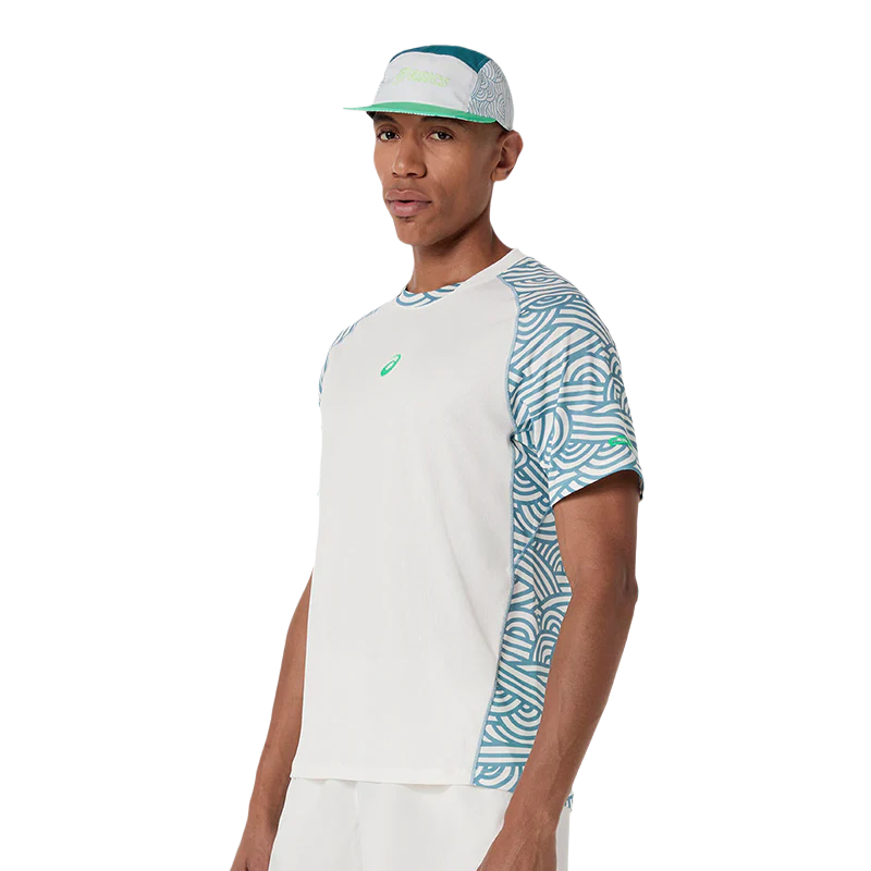 Camiseta Asics Padel Court All Over Print SS Top Cream/Saba Blue 2026 - Image 2