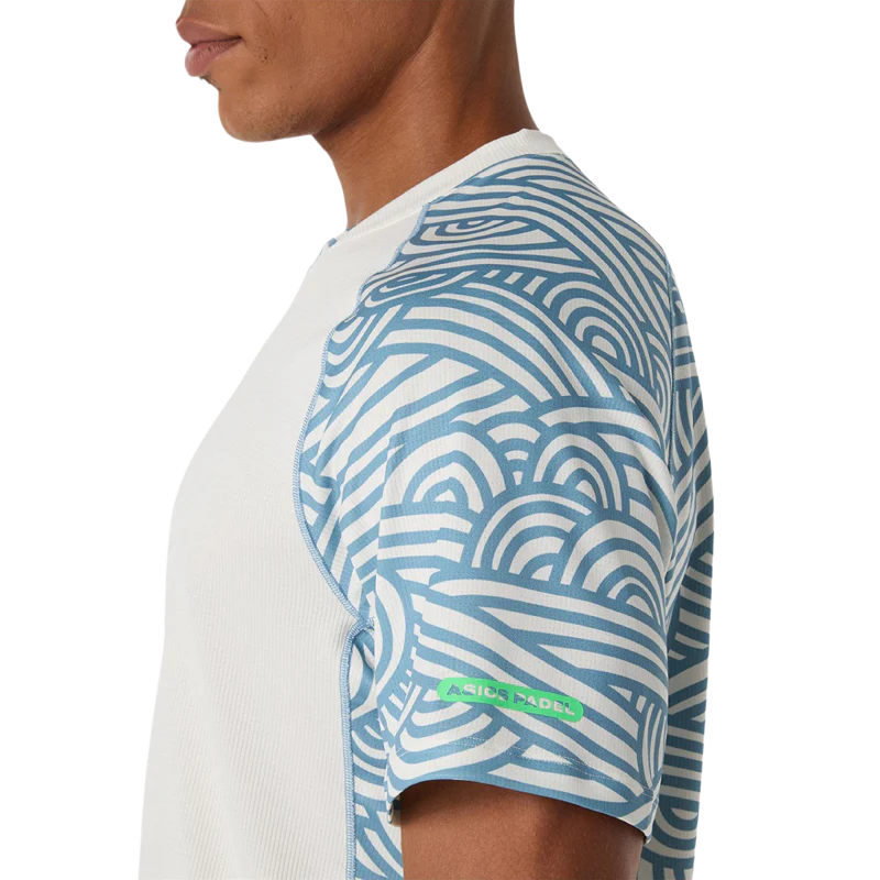 Camiseta Asics Padel Court All Over Print SS Top Cream/Saba Blue 2026 - Image 5