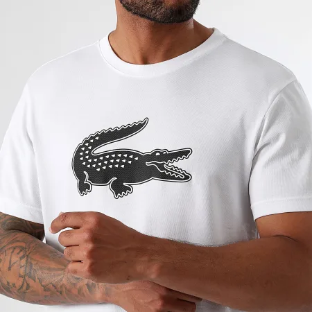 Camiseta Lacoste Sport Regular Fit Blanca Logo Negro - Image 4