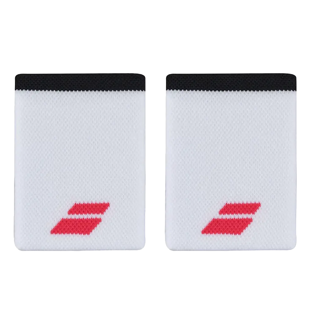 Muñequeras Babolat Jumbo Blancas Logo Rojo (Pack x2)