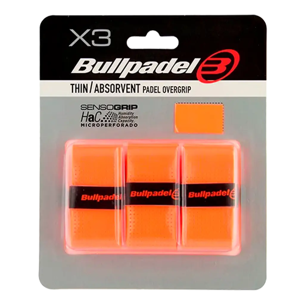 Overgrips Bullpadel GB1705 Thin/Absorbent Naranja Fluor (Pack x3)