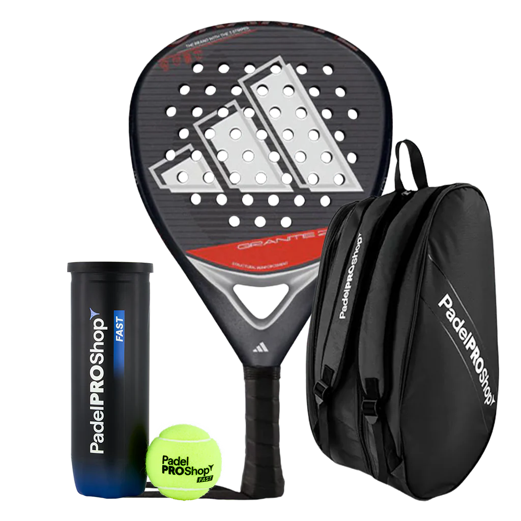 Pack Pala Adidas Granite 2.0 + Paletero PadelPROShop + Pelotas PadelPROShop Fast (Exclusivo PadelPROShop)