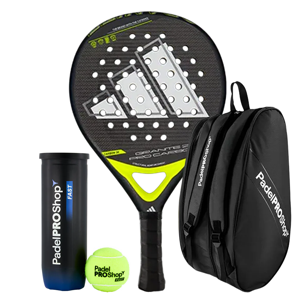 Pack Pala Adidas Granite 2.0 Pro Carbon + Paletero PadelPROShop + Pelotas PadelPROShop Fast