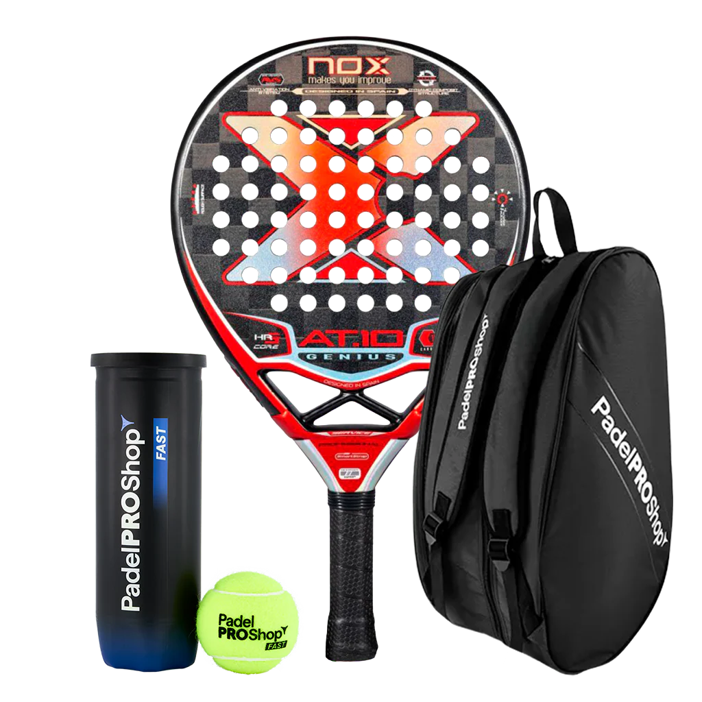 Pack Pala Nox AT10 Genius 18K Limited Edition Agustín Tapia + Paletero PadelPROShop + Pelotas PadelPROShop Fast (Exclusivo PadelPROShop)